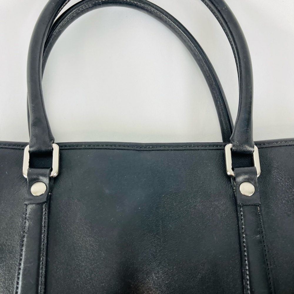 Coach Hamptons Classic Black Leather Hand Bag Tote D1J-7757 Lobster Clasp Close - Picture 10 of 15